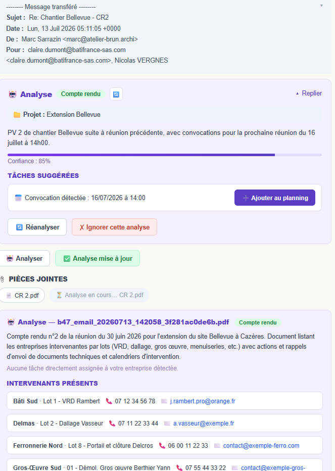 Assignation intelligente des emails dans Batitrax